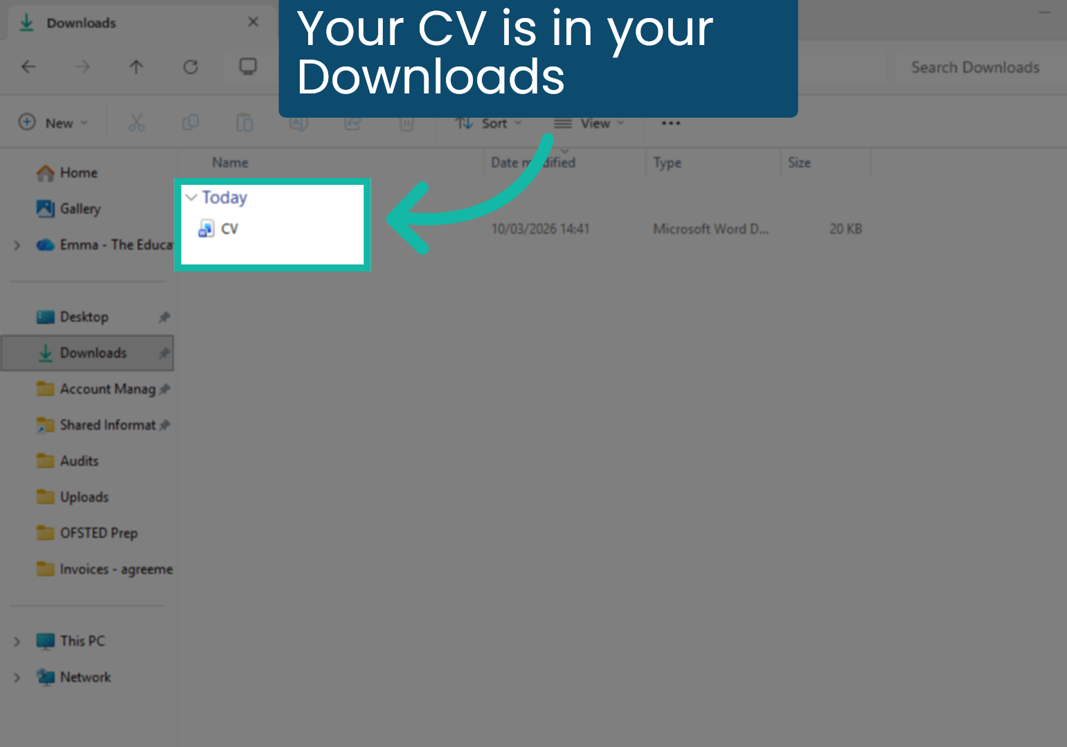 Your CV is in your Downloads