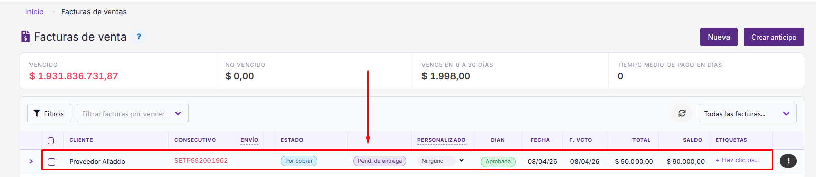 Factura de venta