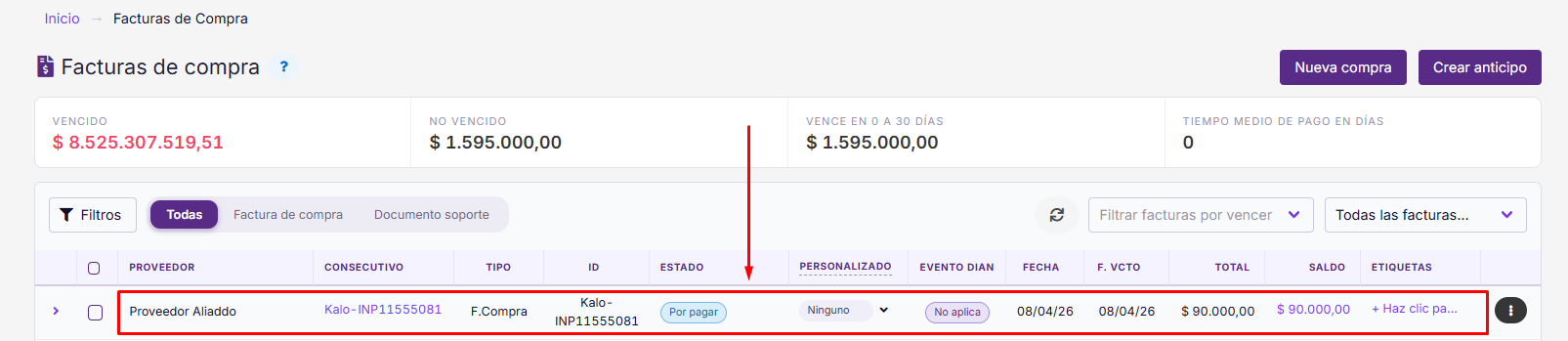 Factura de compra