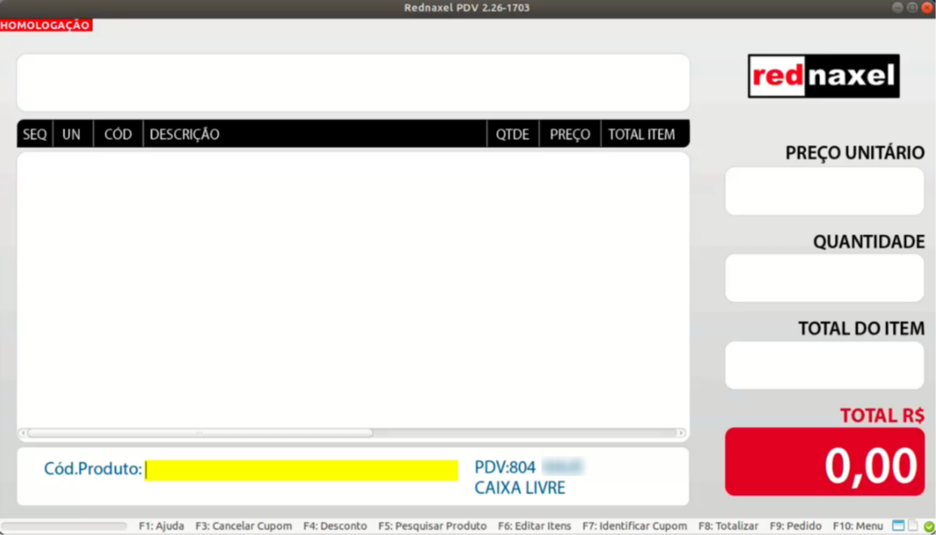 PDV >>> 'Tela Inicial':