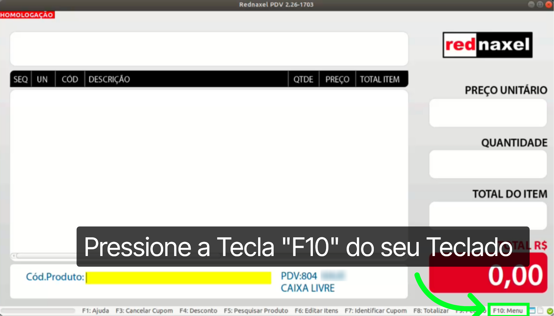 PDV >>> 'Tela Inicial':