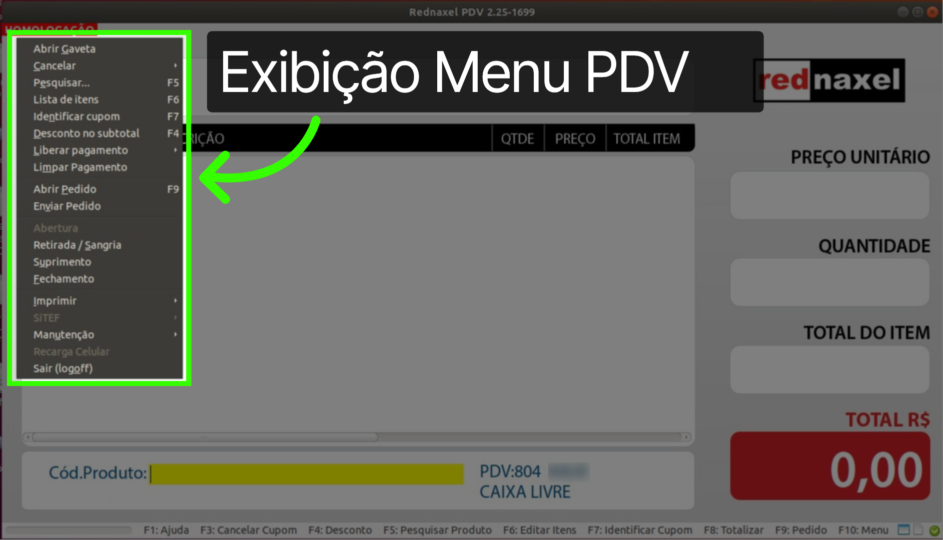 PDV >>> 'Menu':