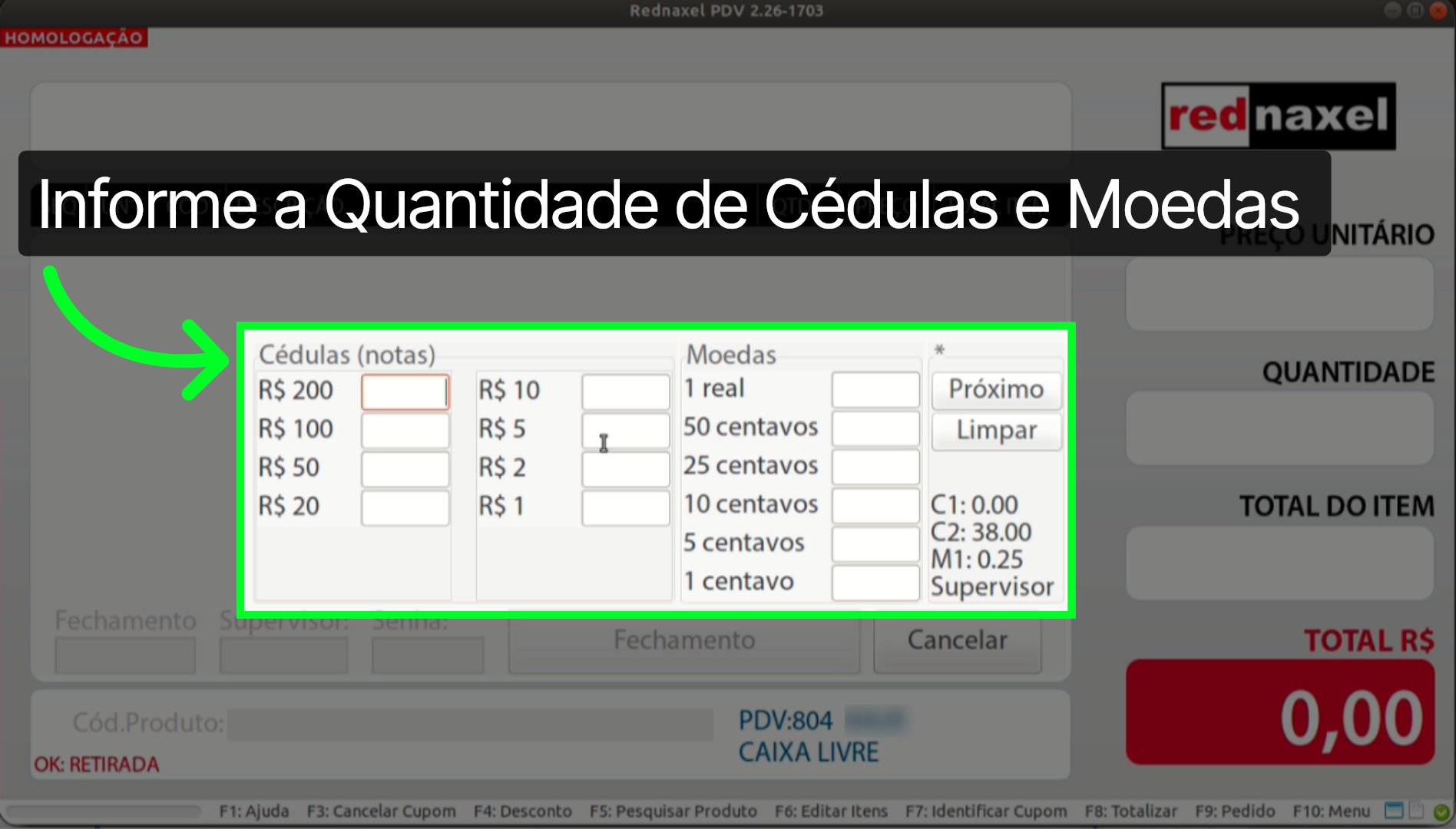 PDV >>> Tela Fechamento >>> Etapa >>> 'Supervisor':
