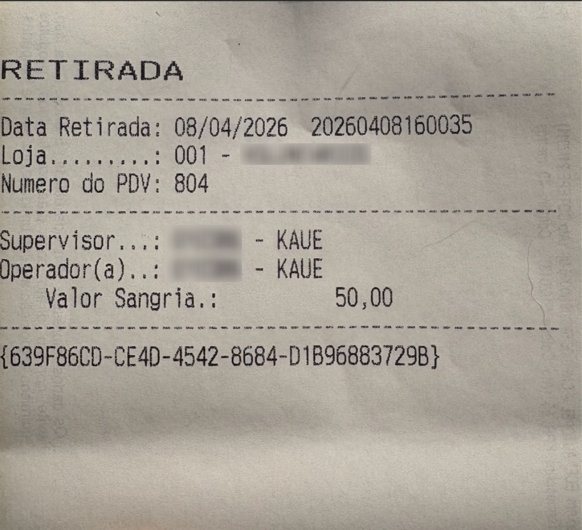 Emissão de Comprovante Retirada