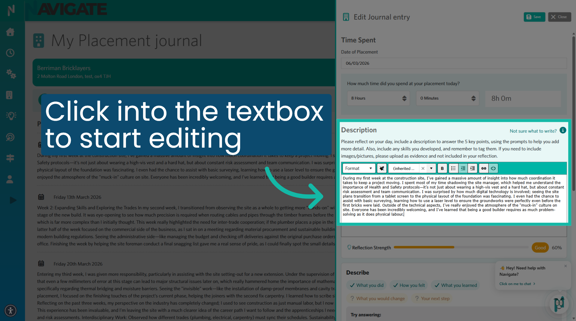 Locate the section that requires editing