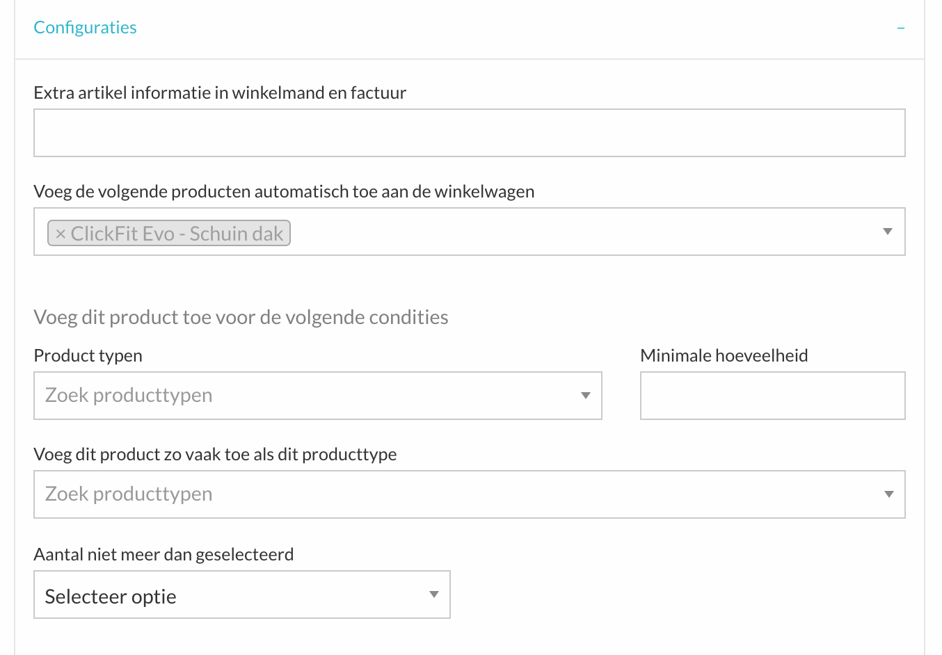 Configuratie-opties bij een zonnepanelen-product