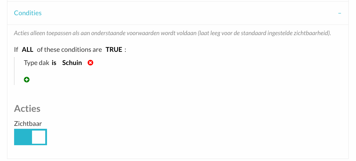 Voorbeeld van een conditie op type dak