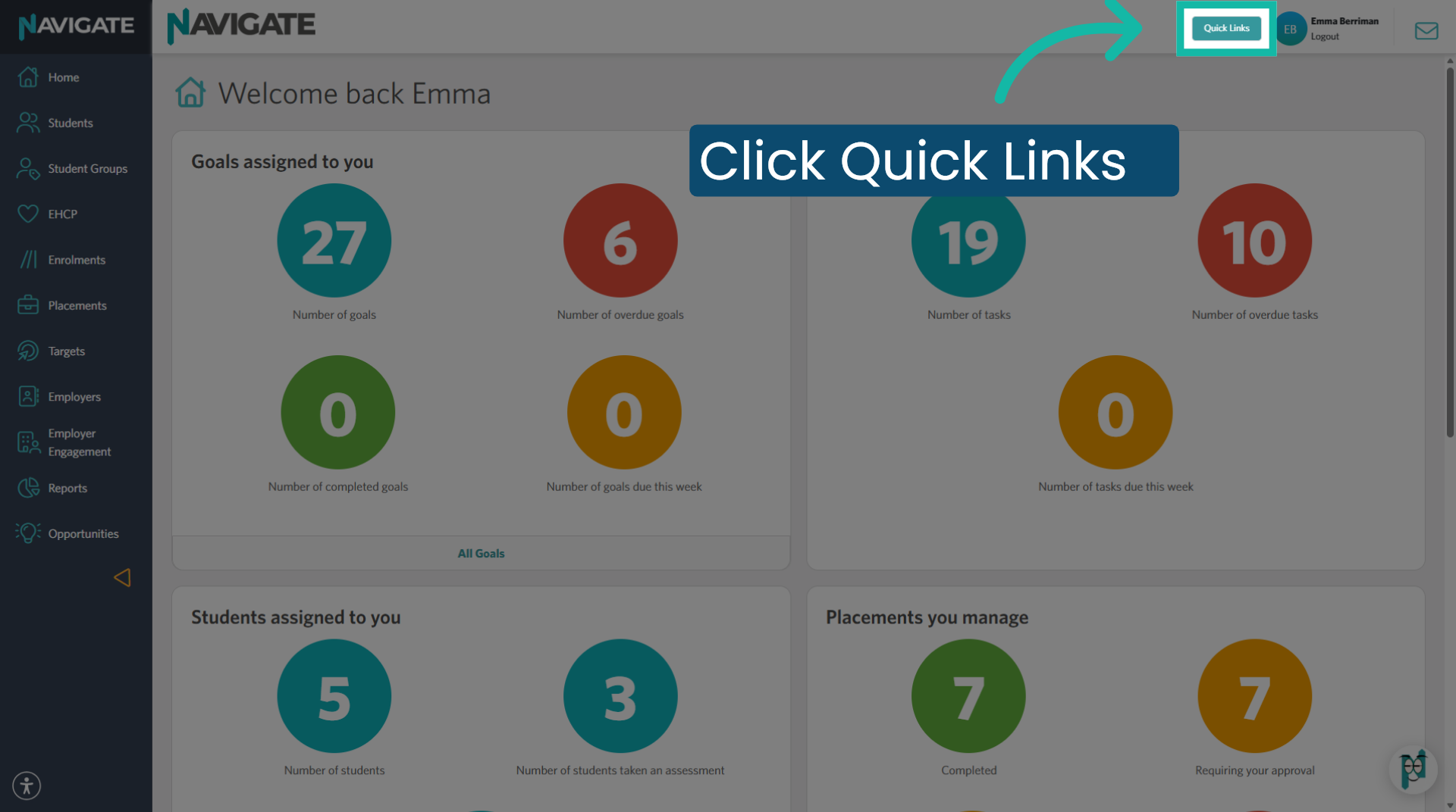 Access Quick Links Menu