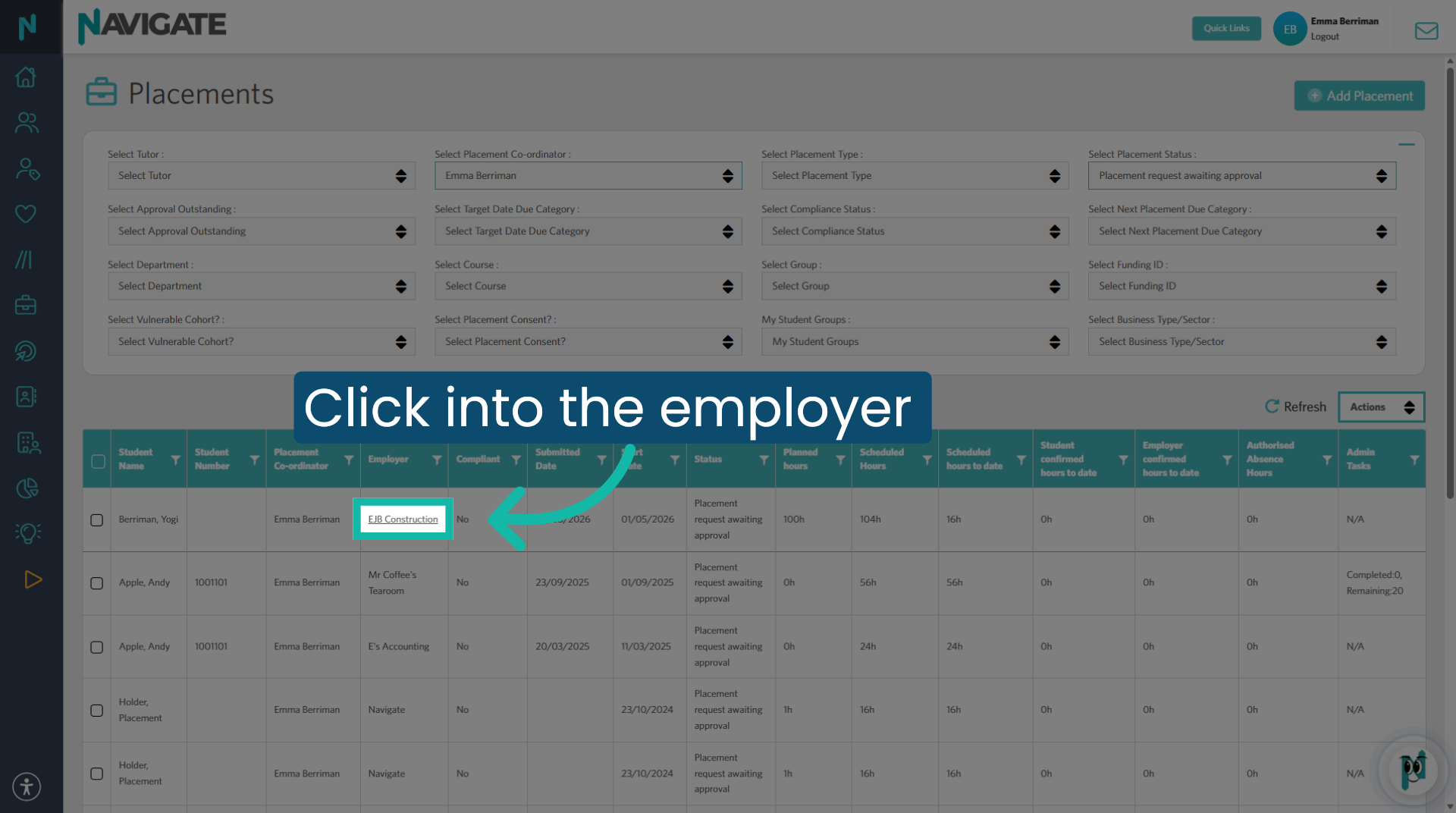 Select the employer