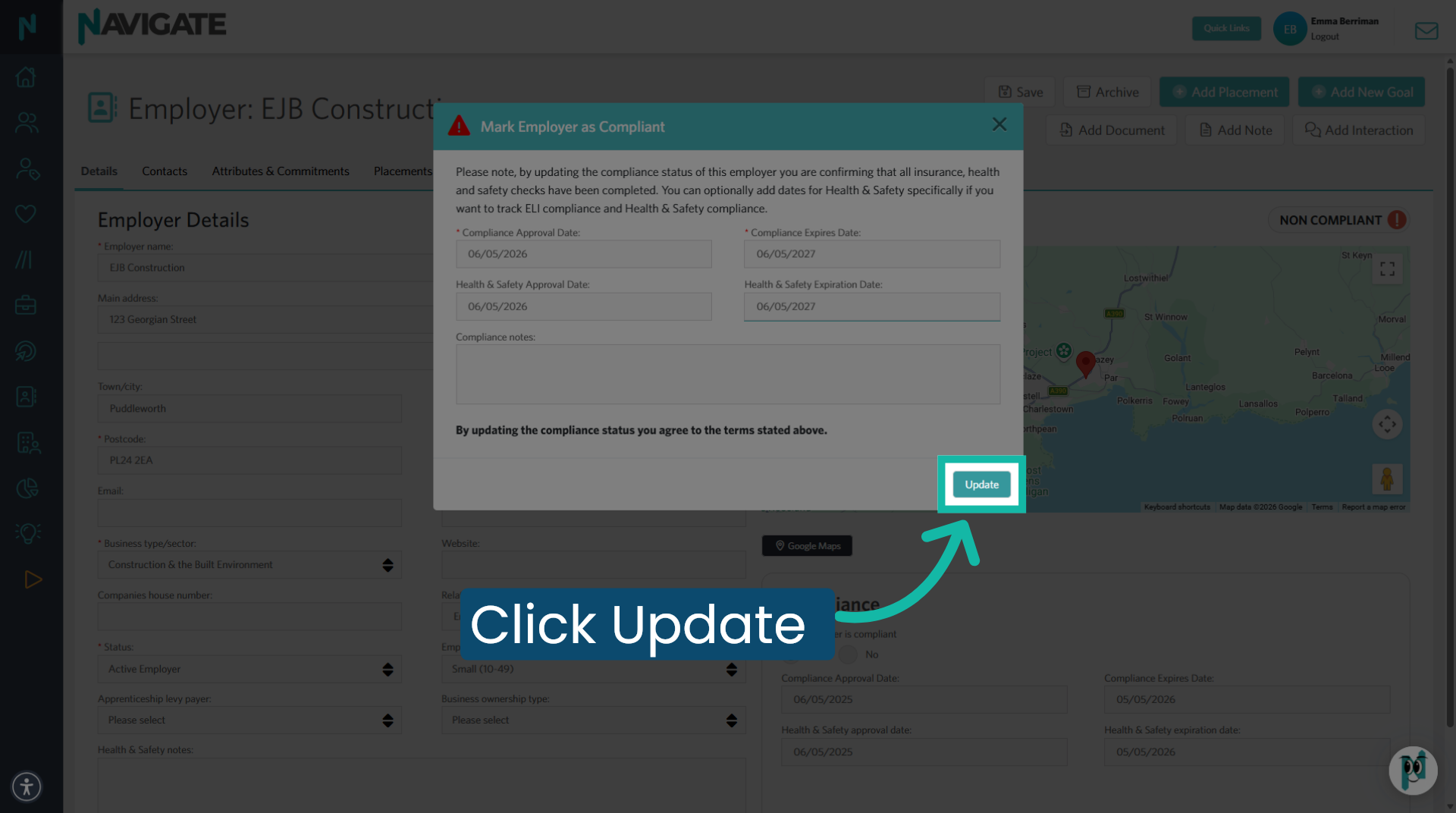 Click Update to complete