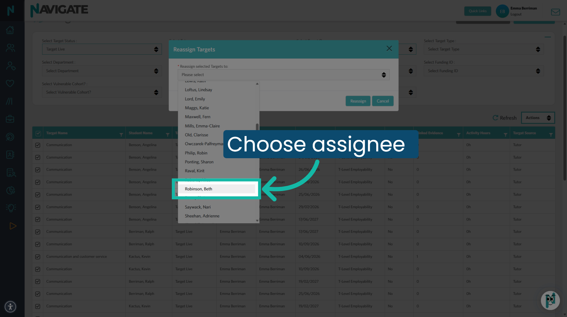 Choose New Assignee