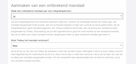 Onderste deel van het Settings-scherm met de integratiepartner-instellingen