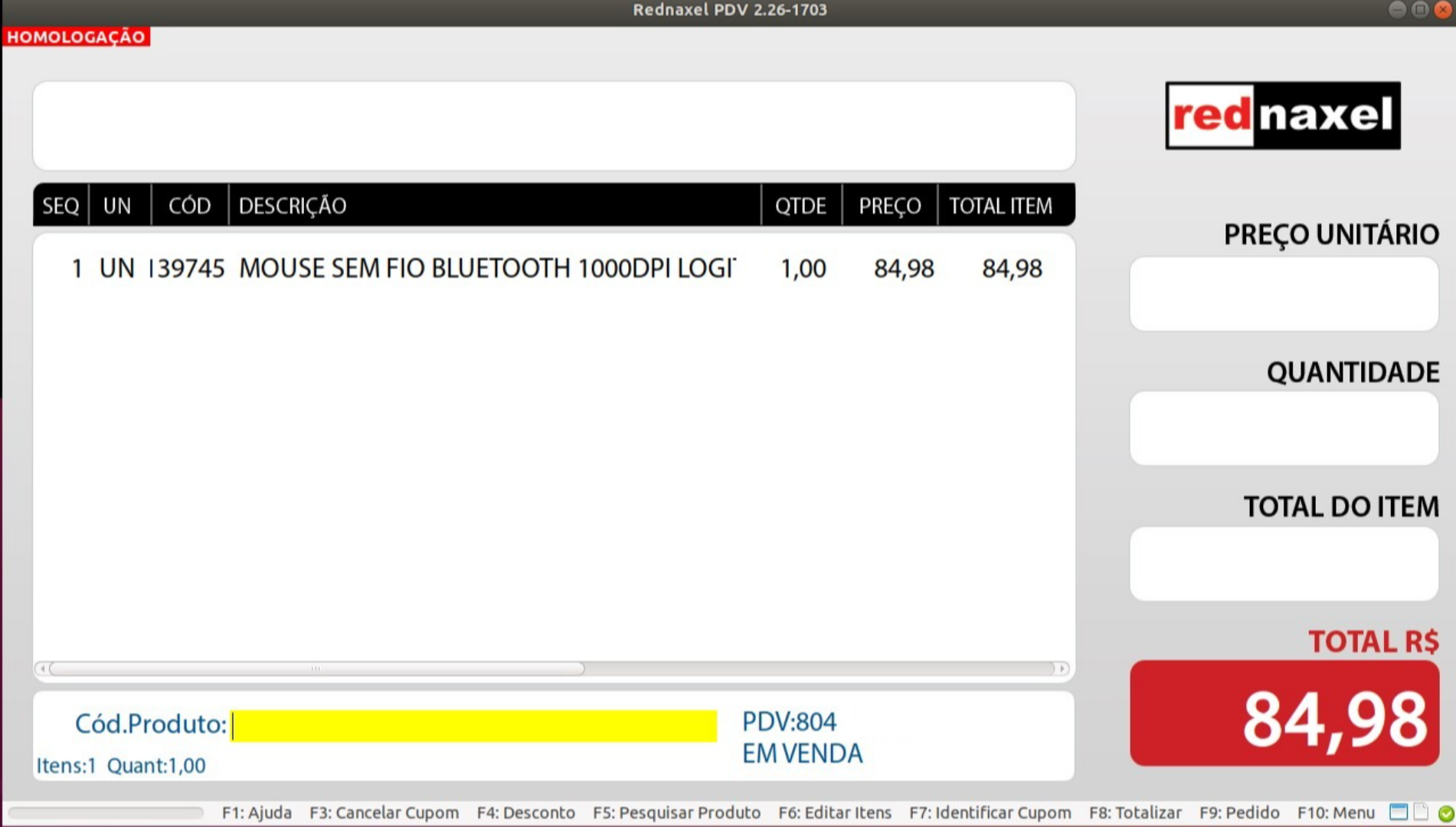 PDV >>> Tela Inicial >>> Segundo Método >>> Lendo Código de Barras: