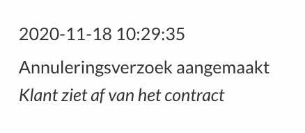 Bevestiging dat het annuleringsverzoek is ingediend