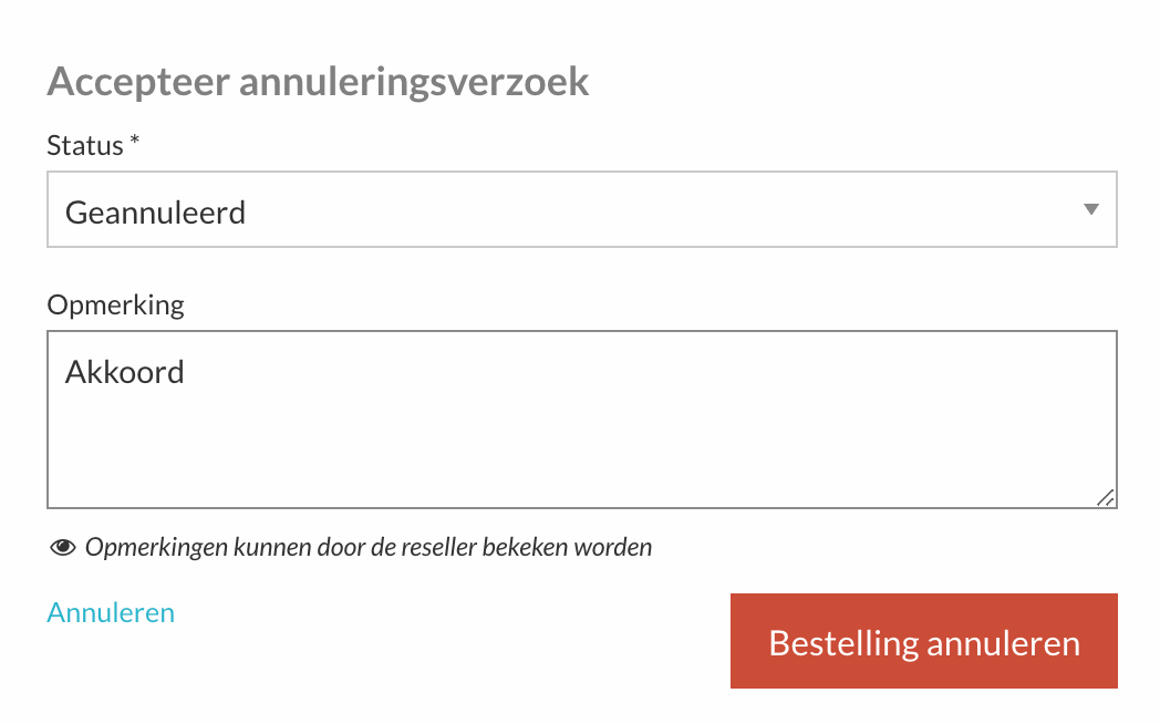 Toevoegen van een reden bij acceptatie of afwijzing