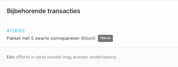 Bundel-aanduiding in het transactie-overzicht