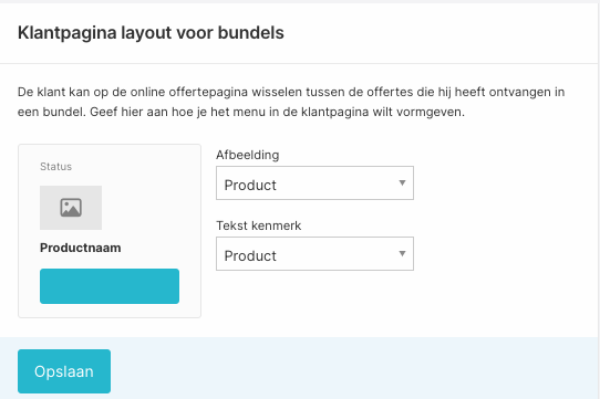 Klant kan tussen de offertes in de bundel wisselen