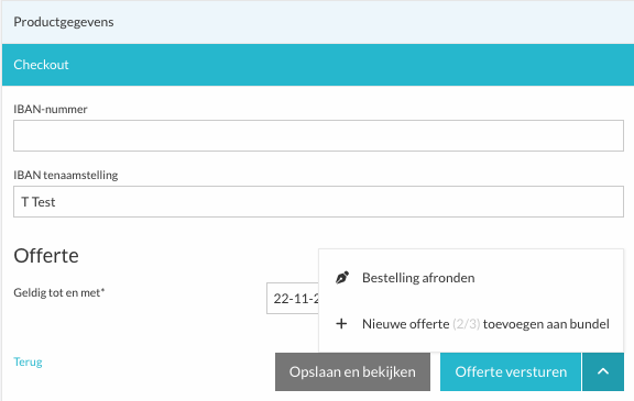 De agent voegt een nieuwe offerte toe aan de bundel