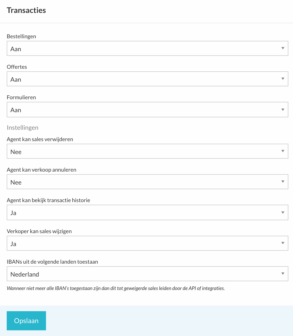 Alleen ondersteuning van een IBAN-nummer uit het accountland