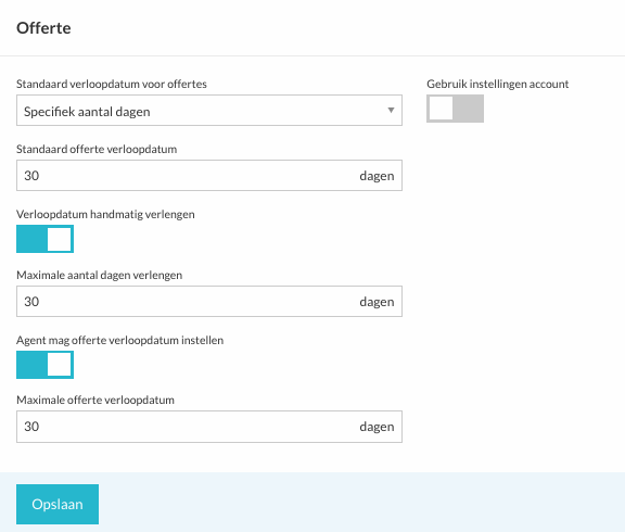 Vervaldatum-instellingen op productniveau met de inherit-toggle