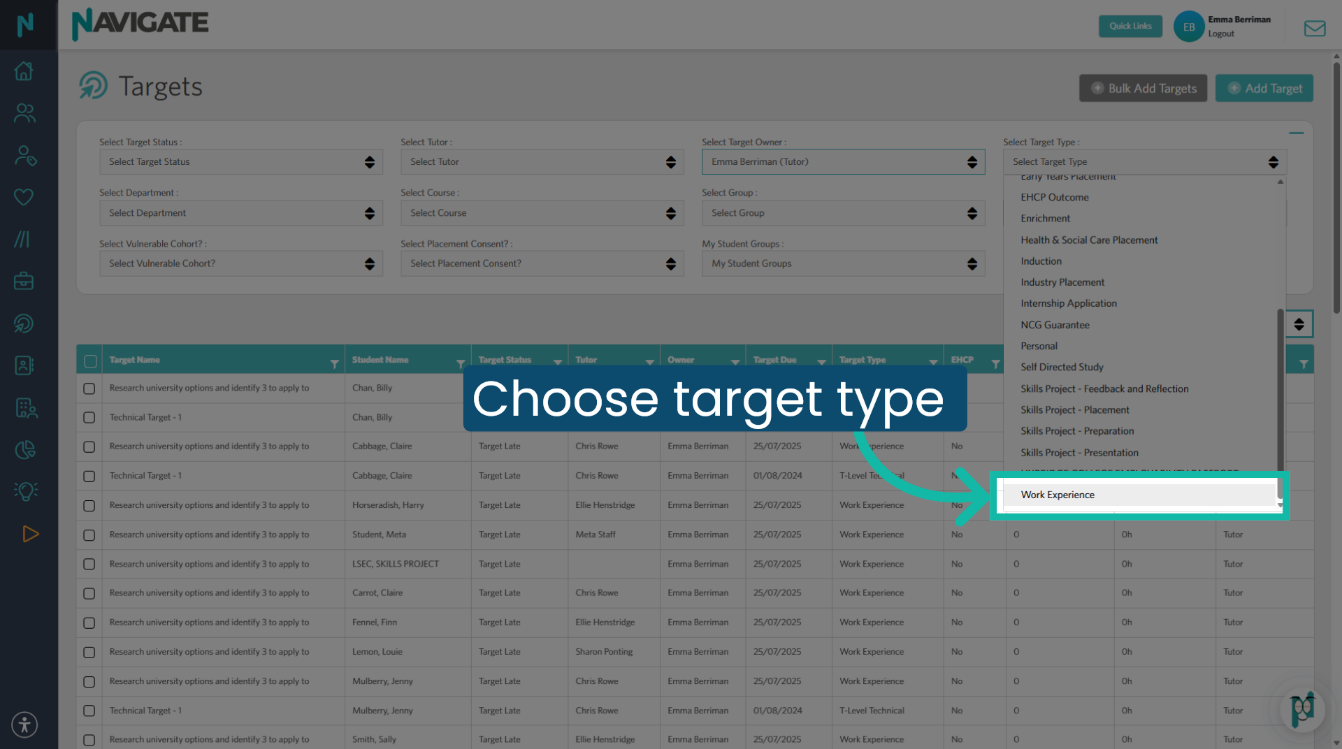 Choose Target Type