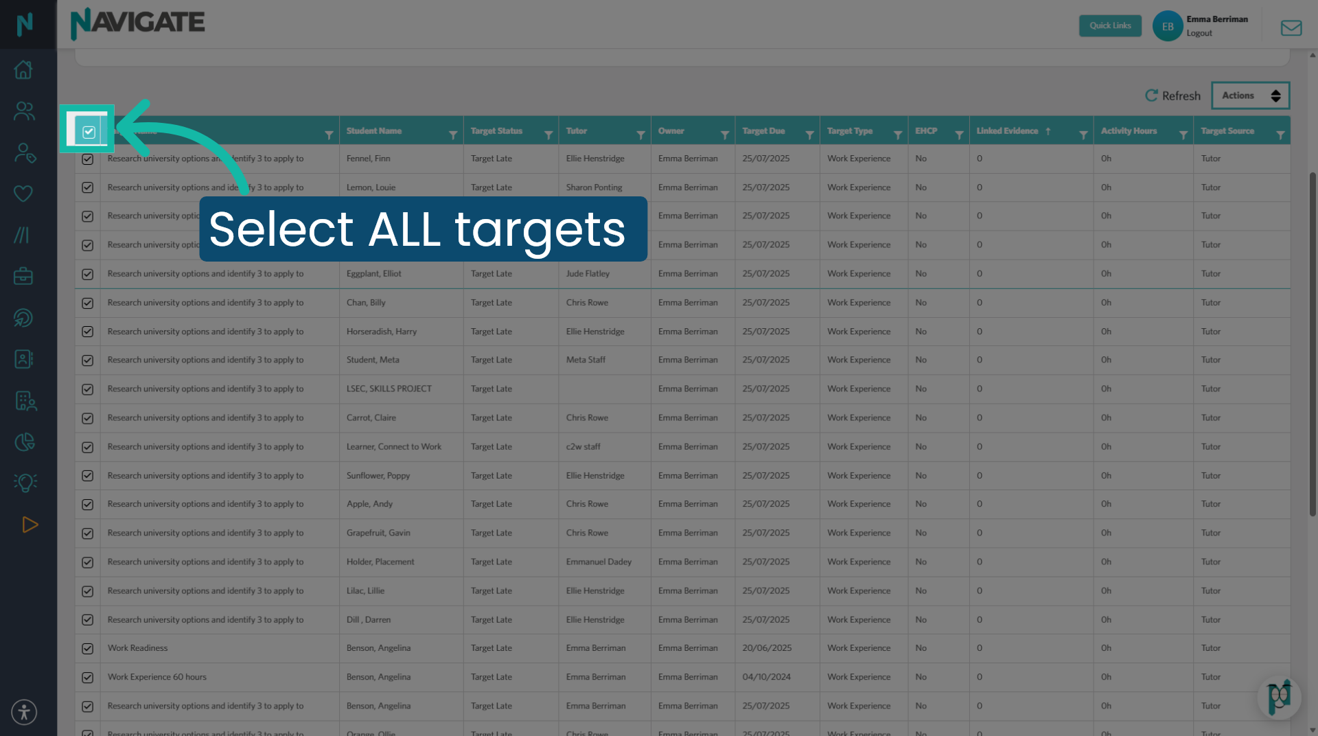 Select all targets