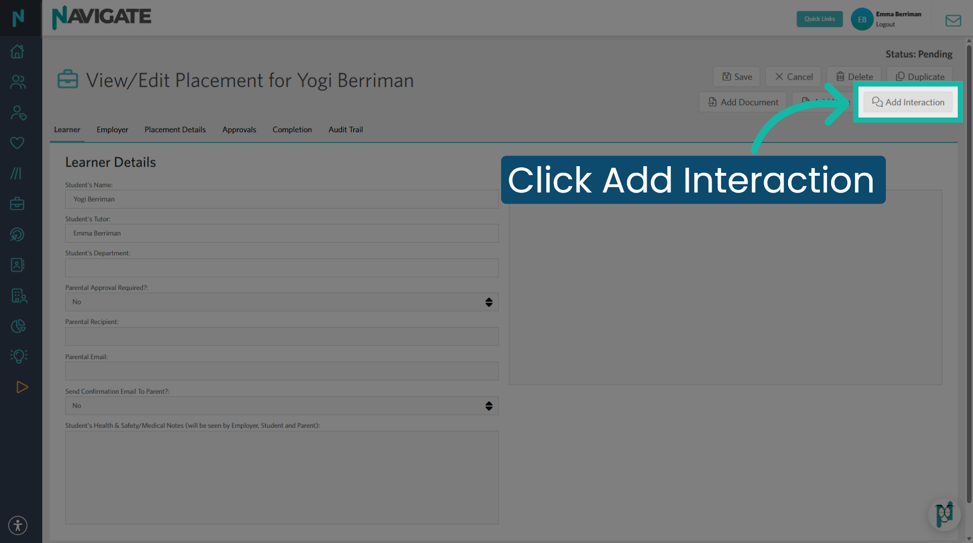 Add an Interaction