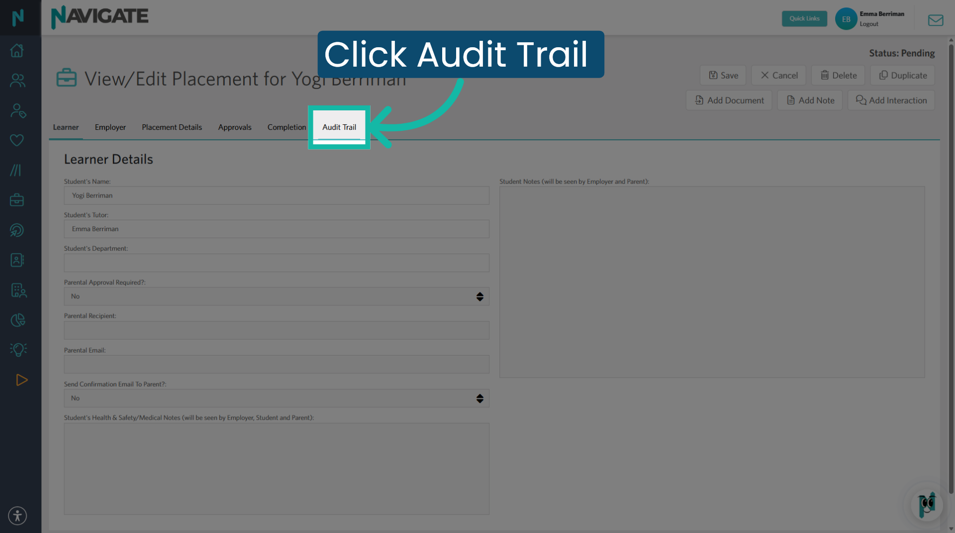 Return to Audit Trail