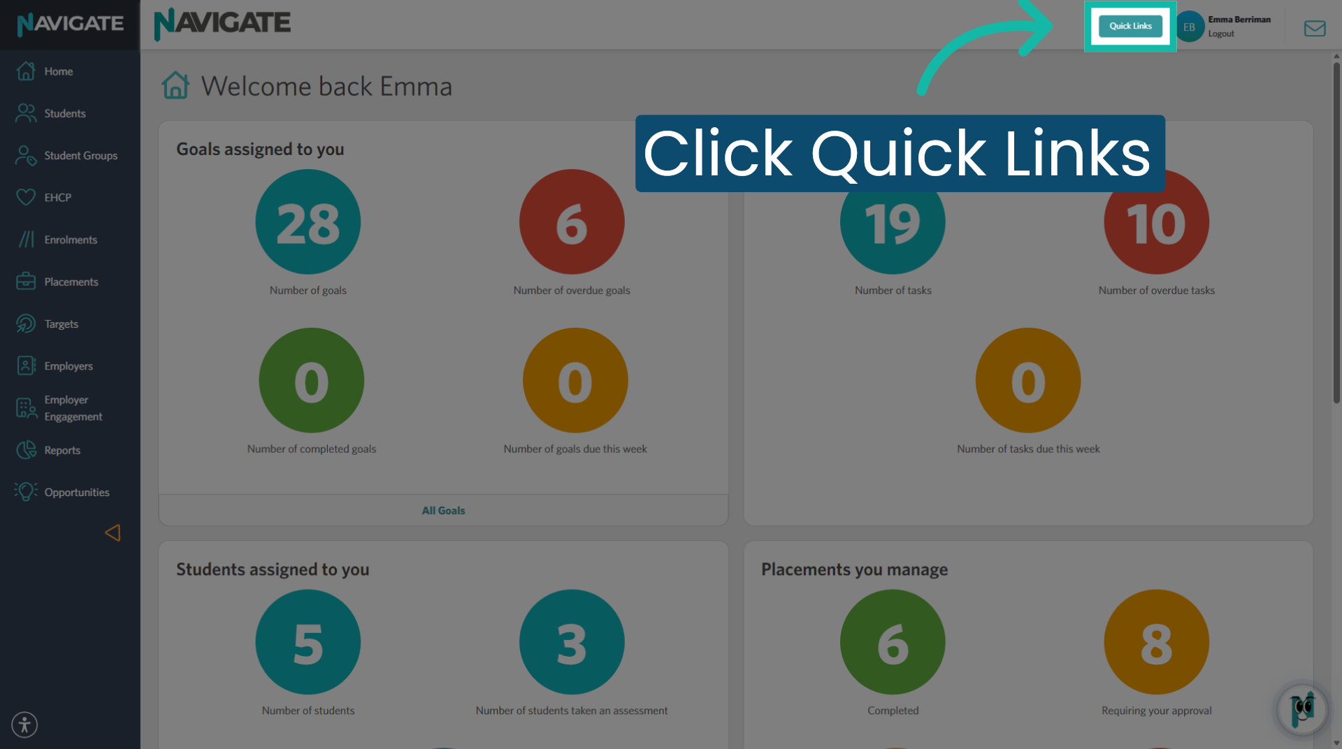 Access Quick Links Menu