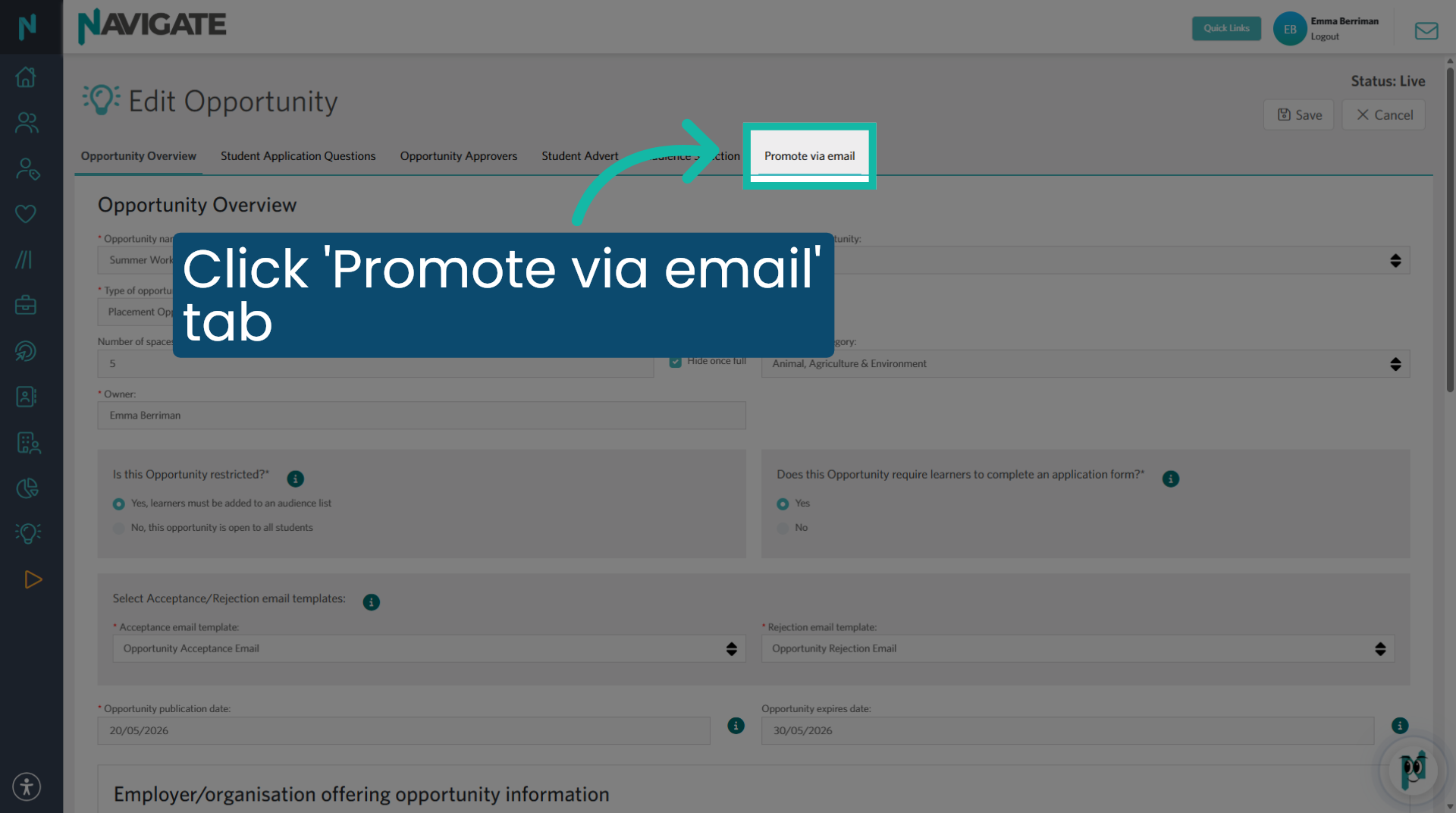 Promote via email