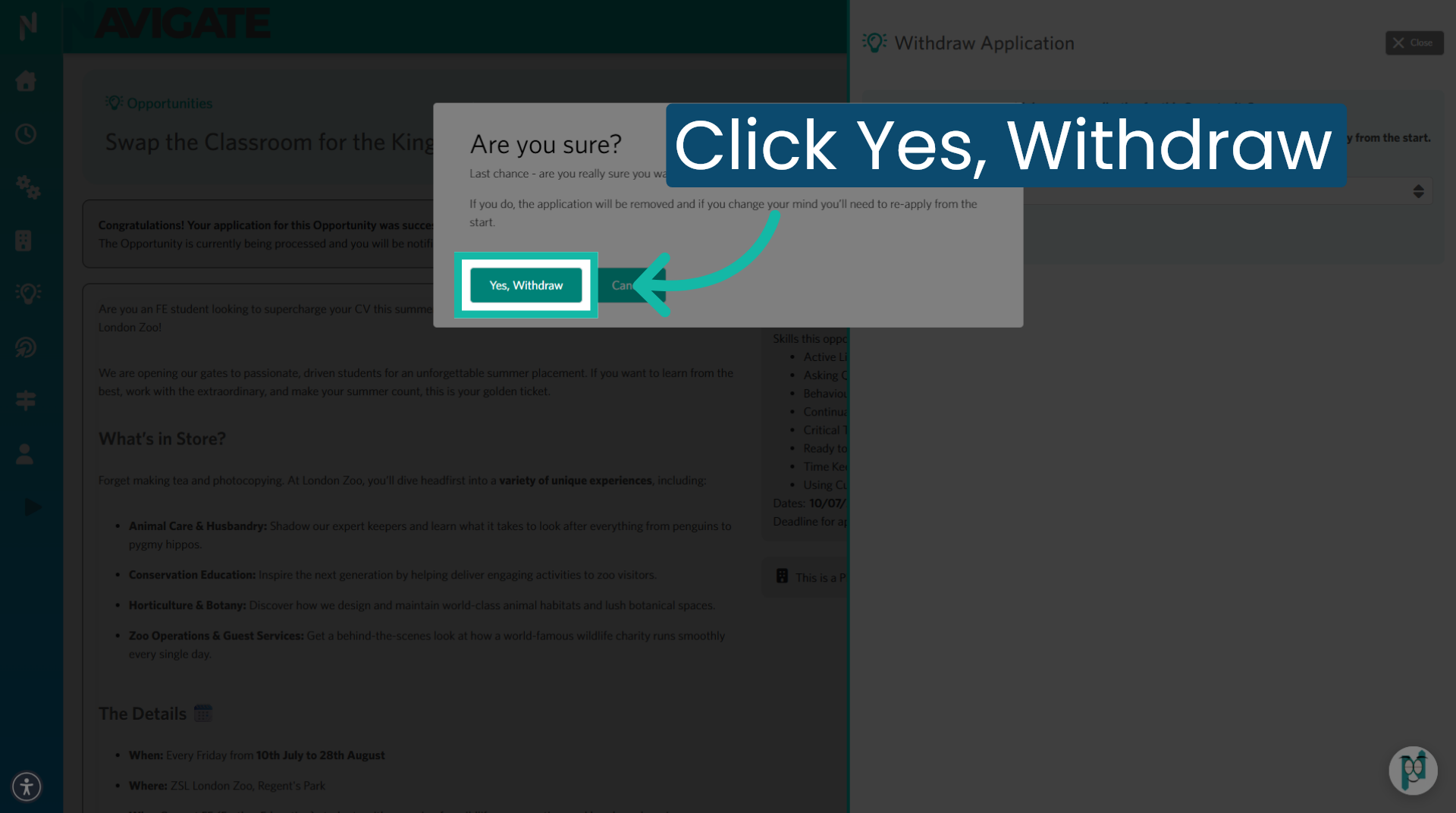 Finalise Withdrawal Confirmation