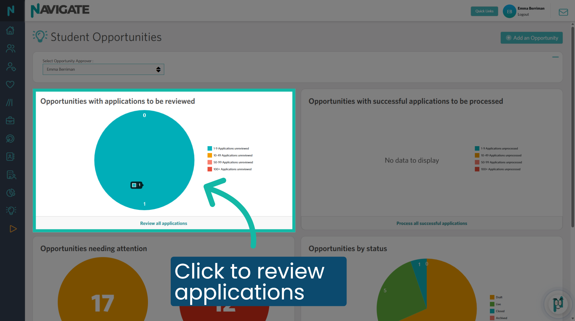 Open 'Opportunities to be reviewed'
