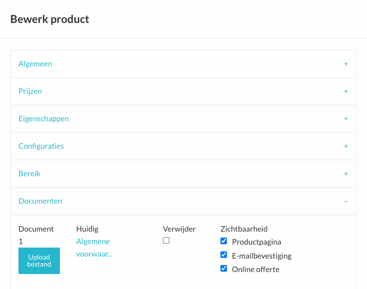 Documenten koppelen aan een product met weergave-opties