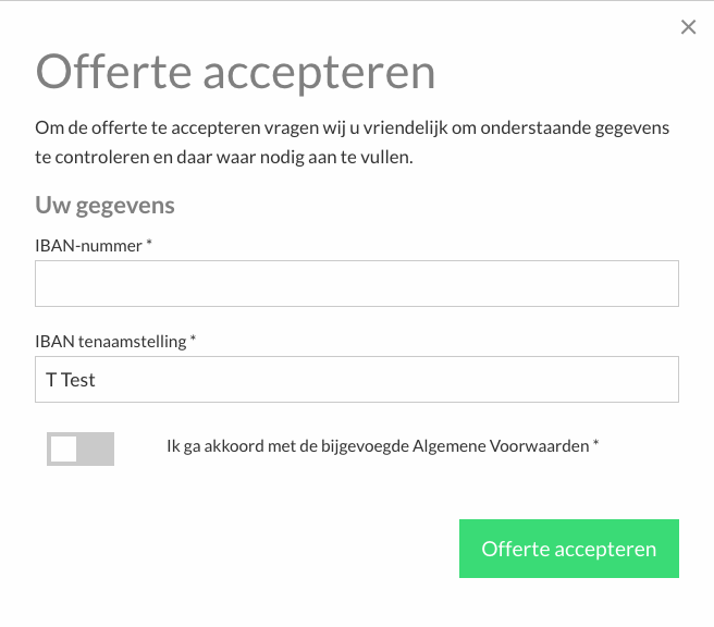 Accordering die verwijst naar de bijlage met algemene voorwaarden