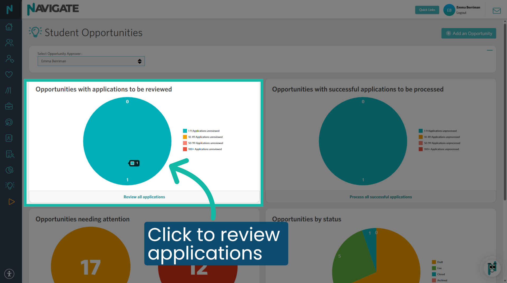 Open 'Opportunities to be reviewed'