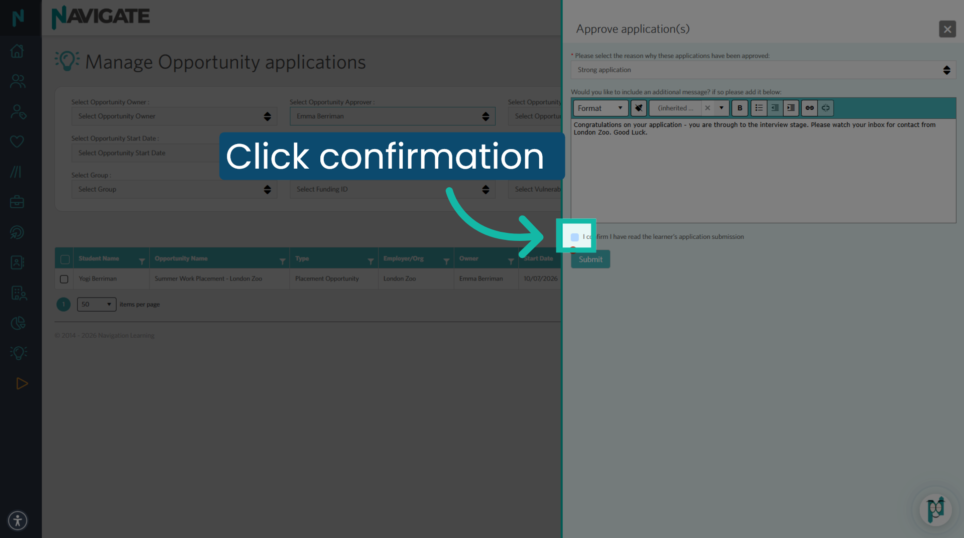 Confirm Application Review