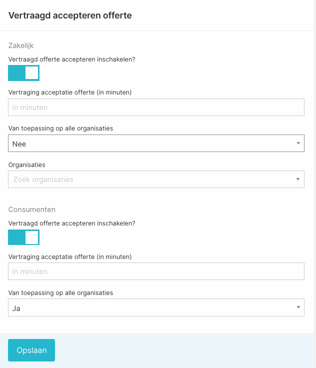 Vertraagd accepteren instellingen op accountniveau