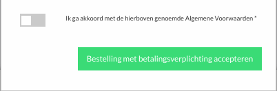 Voorbeeld van de aangepaste tekst op de acceptatie-knop bij het afronden van een bestelling