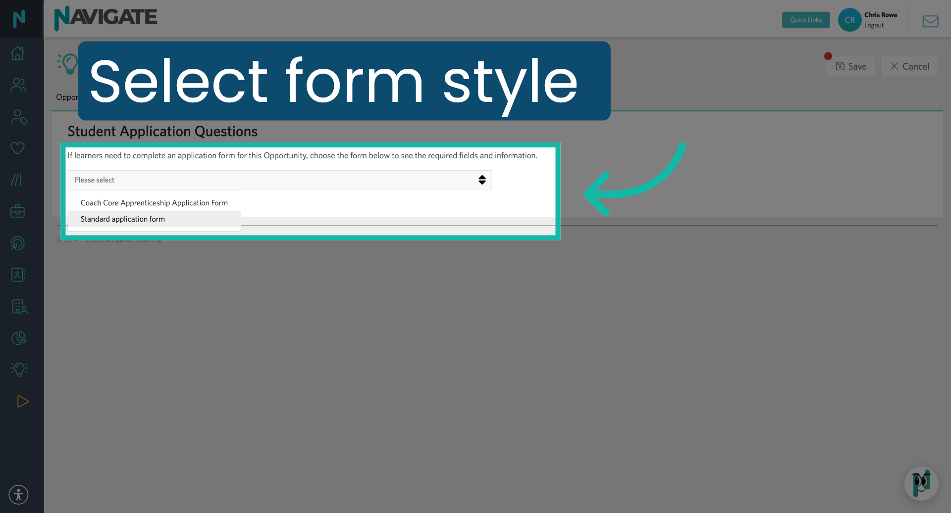 Select Application Form Style