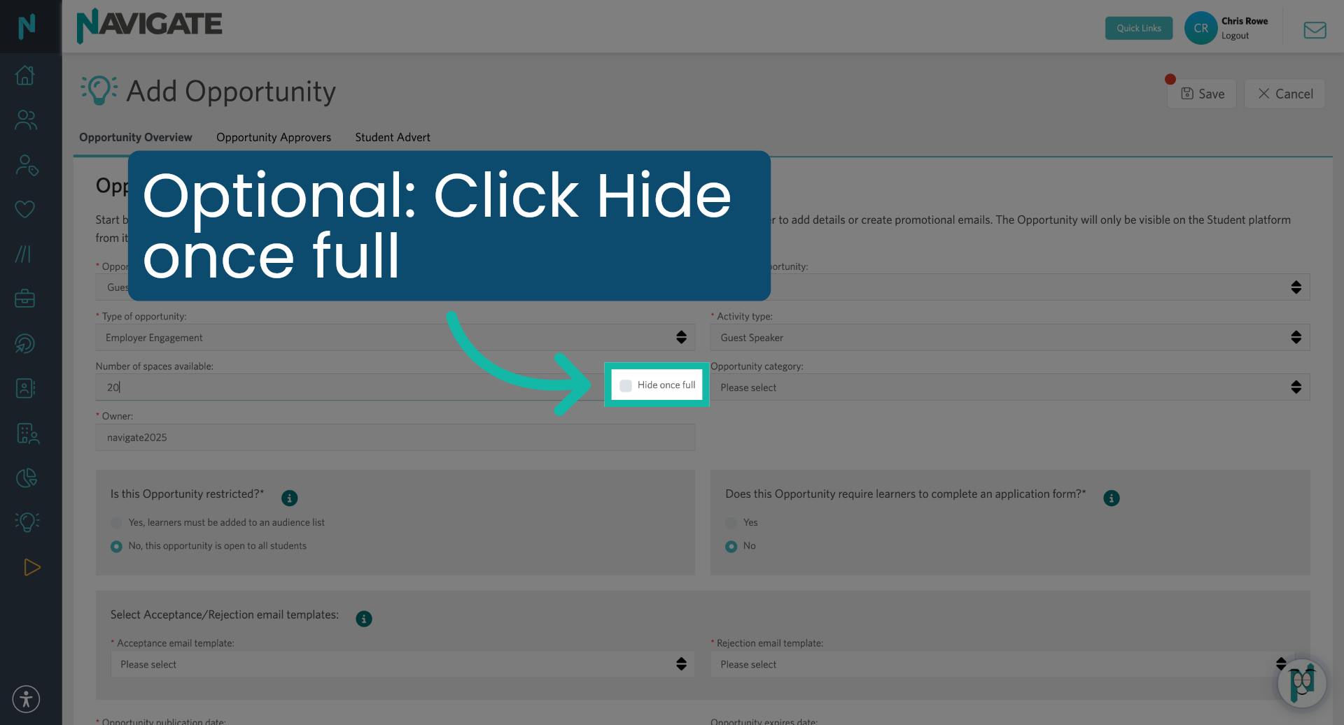 Enable Hide When Full