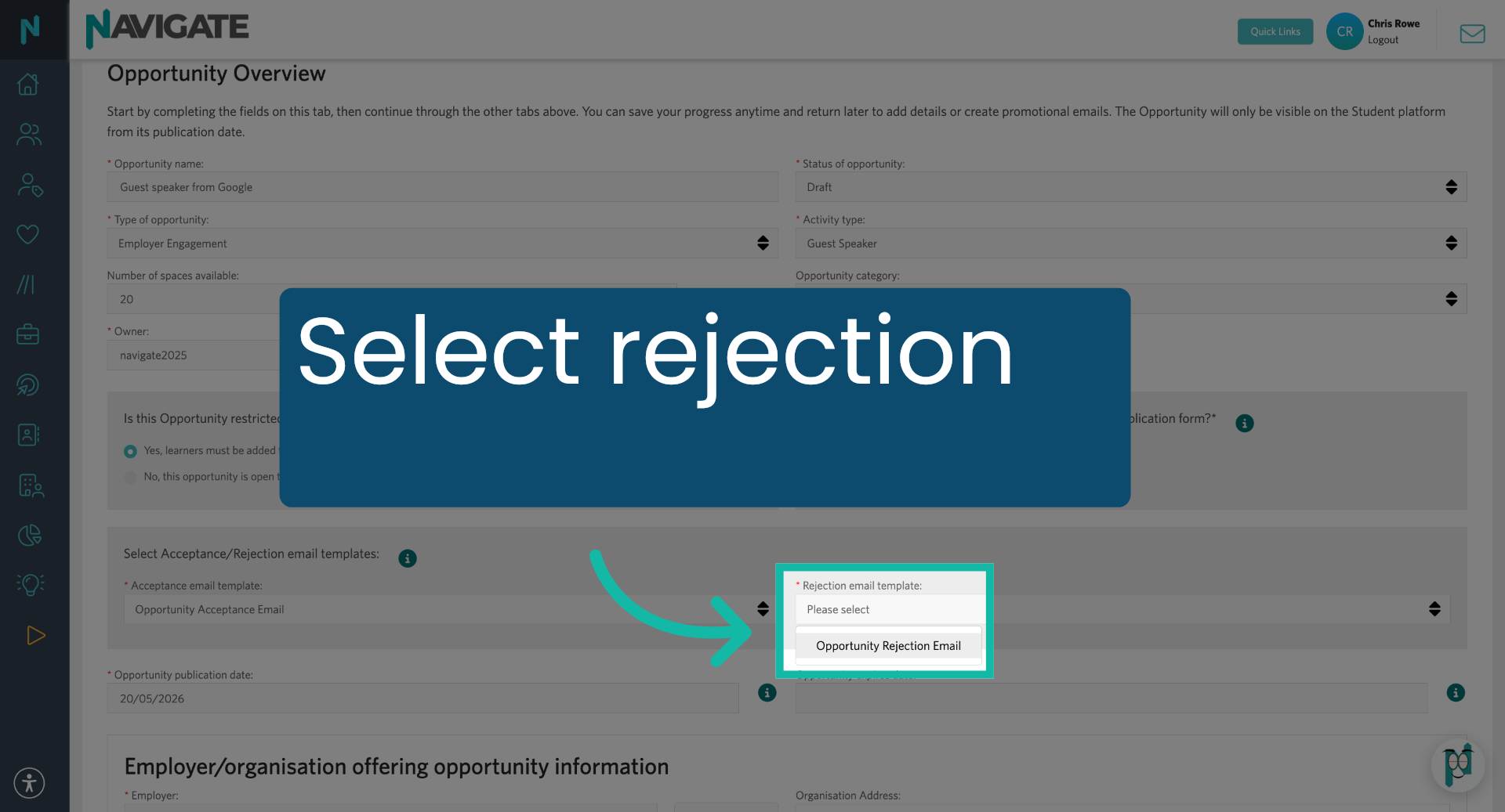 Select Rejection Email Template