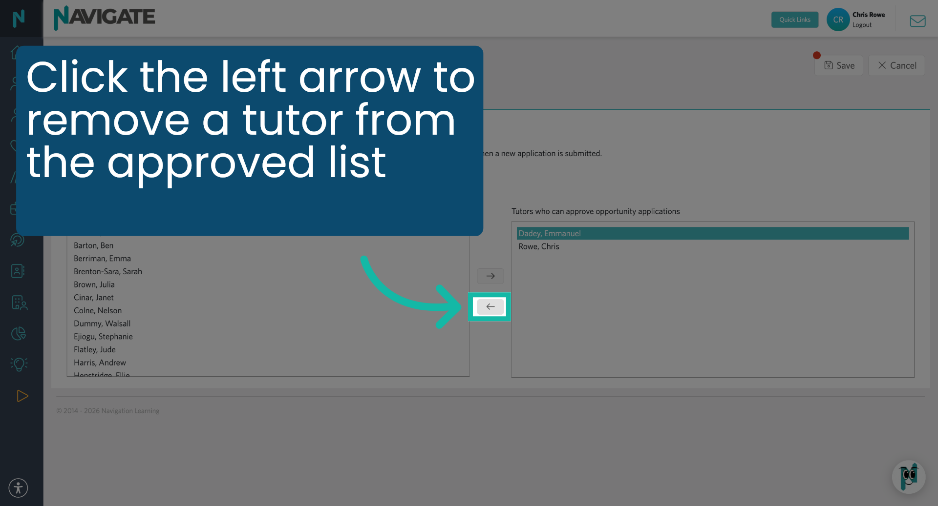 Remove Approved Tutor