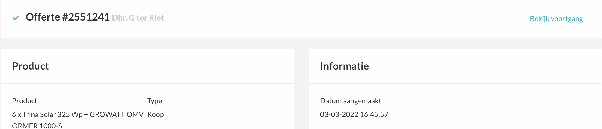 Voortgang bekijken vanuit het transactie-overzicht