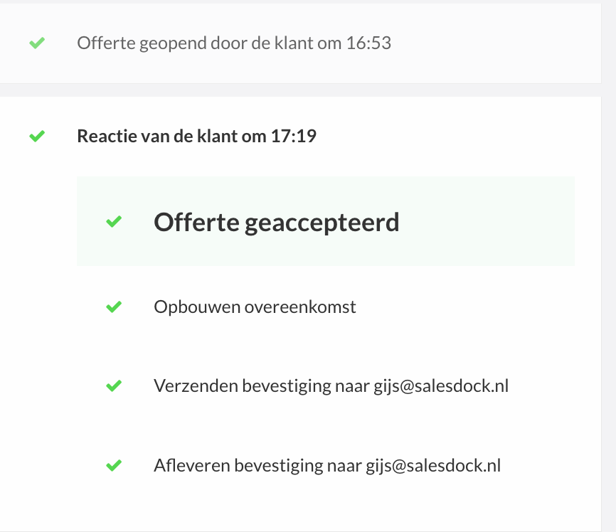 Voorbeeld van de stappen in Track & Trace