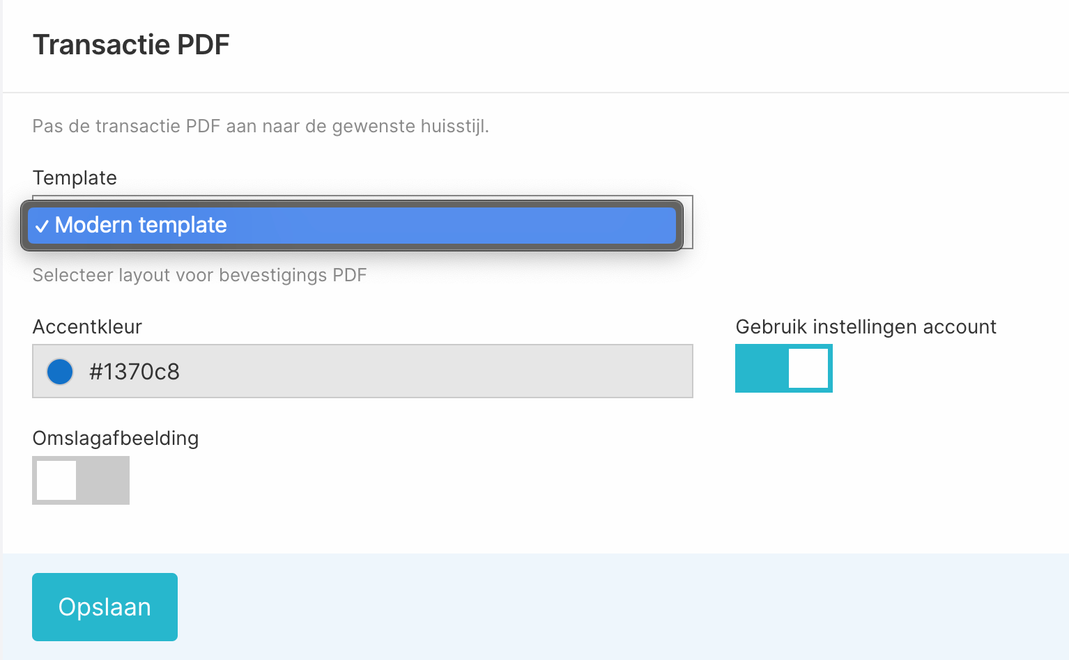 Template kiezen onder Transactie PDF van een leverancier