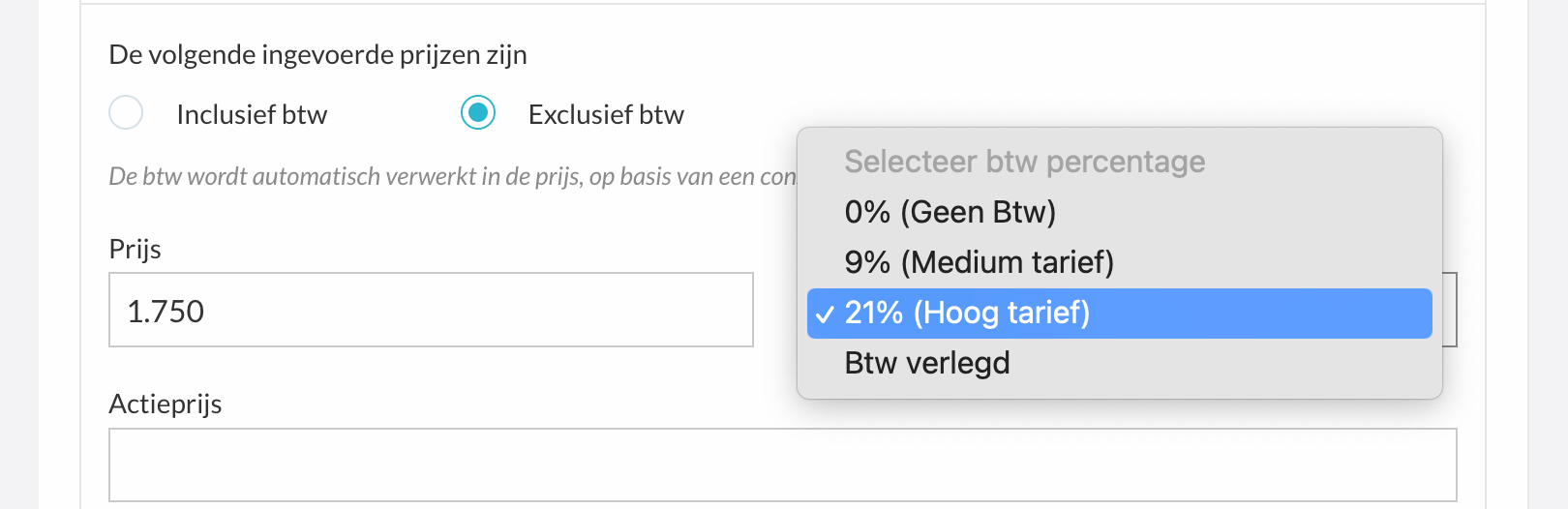 BTW-percentage kiezen