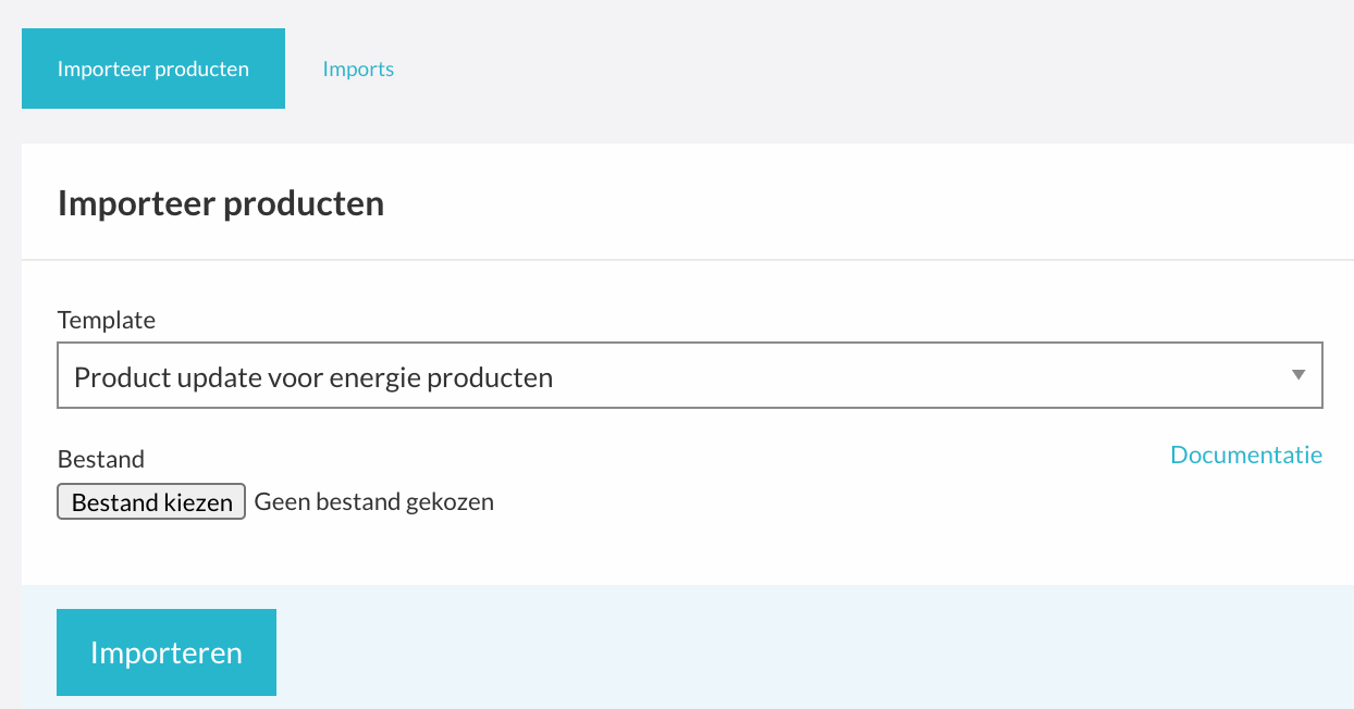 Energie-import upload-scherm