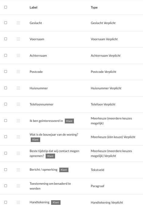 Leadformulier-elementen toevoegen