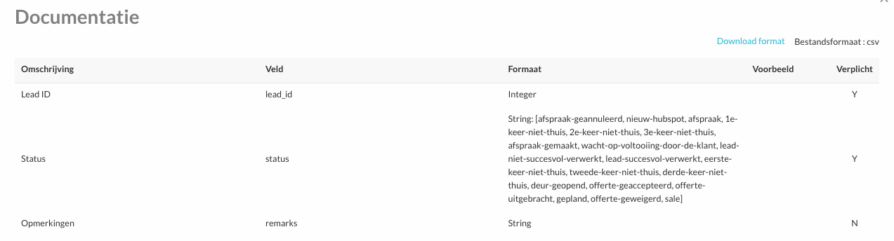 Template selecteren voor status-update