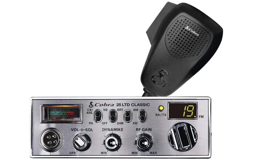 Cobra 25 LTD CB Radio Front View with Microphone